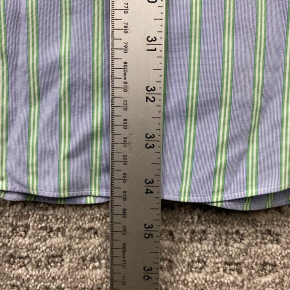 Brooks Brothers Formal Shirt Men 16.5 - 34 Gray Green Stripes Non-Iron Cotton - Picture 8 of 8